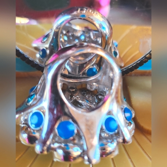 DIOR GLAM Turquoise Blues Silver MEGA Sparkly Rhinestones Gaudy Cocktail RING 2" - Picture 10 of 16